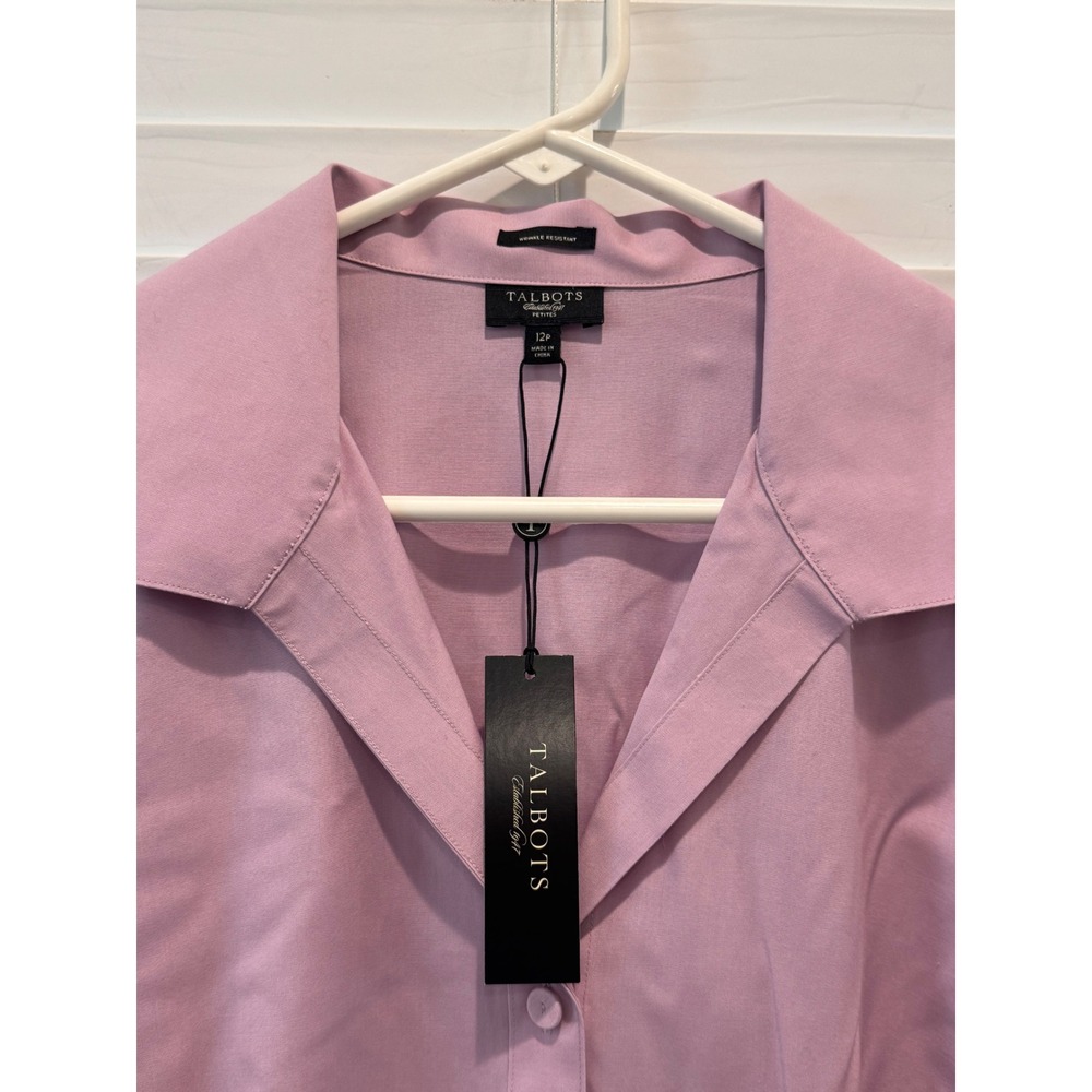 NEW Talbots Button Down Shirt Womens 12P Lavender Wrinkle Resistant Professional - Picture 5 of 7